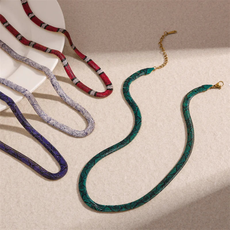 Snake chains with gold-tone clasp and extender